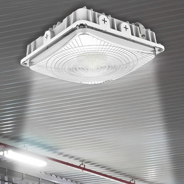 White LED Canopy Light, 63W/45W/30W, Selectable Wattage & CCT, 8500 Lumens